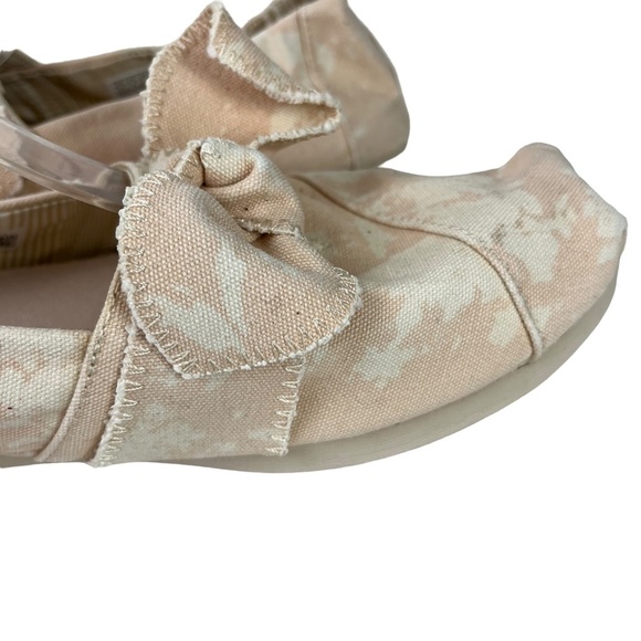 TOMS Light Pink White Bow Canvas Slip On Loafers Sneakers Casual Shoes sz 10 - Picture 5 of 16